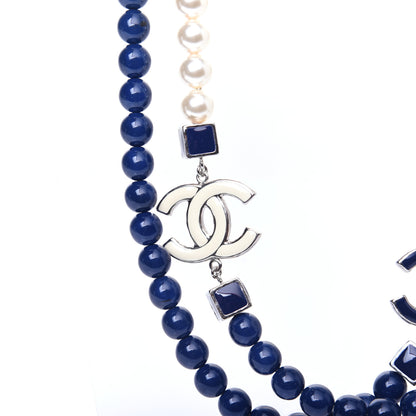 Chanel Pearl CC Long Necklace Pearly White Blue 12 of 14