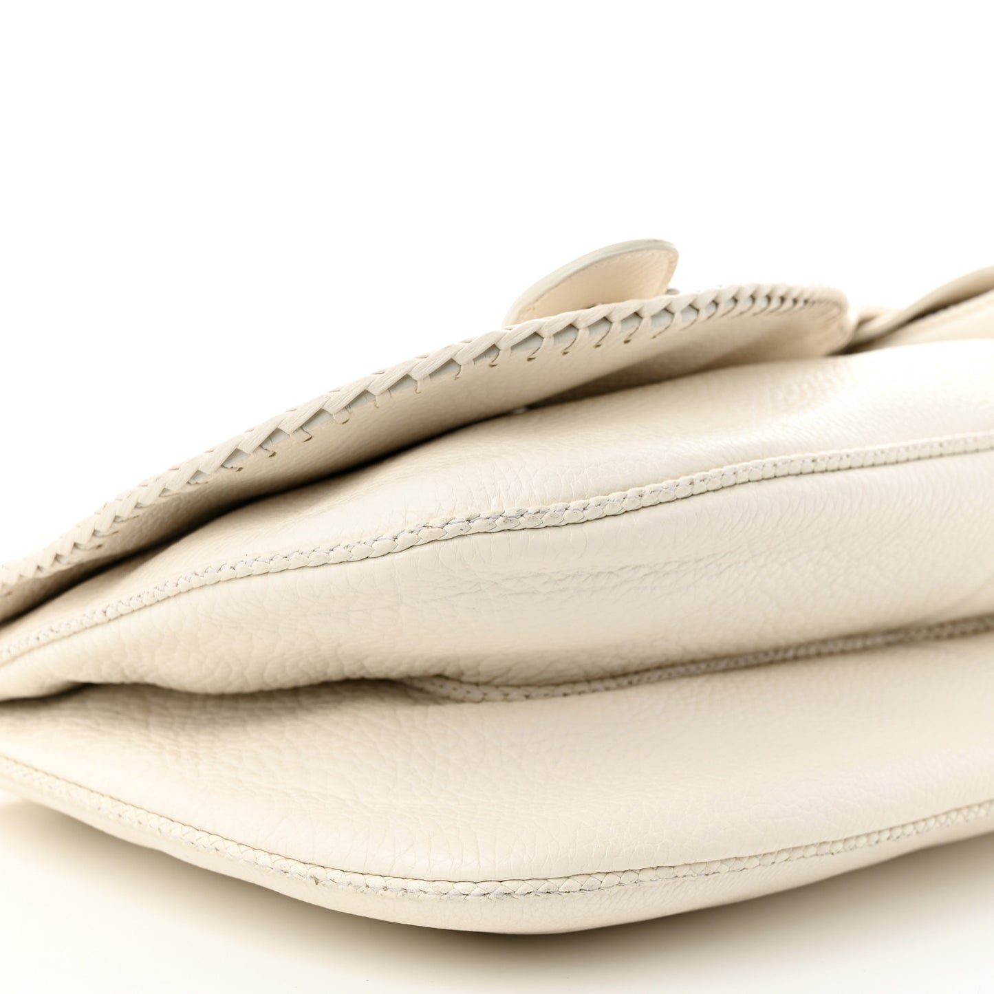 Calfskin Braided Gaucho Double Saddle Bag White
