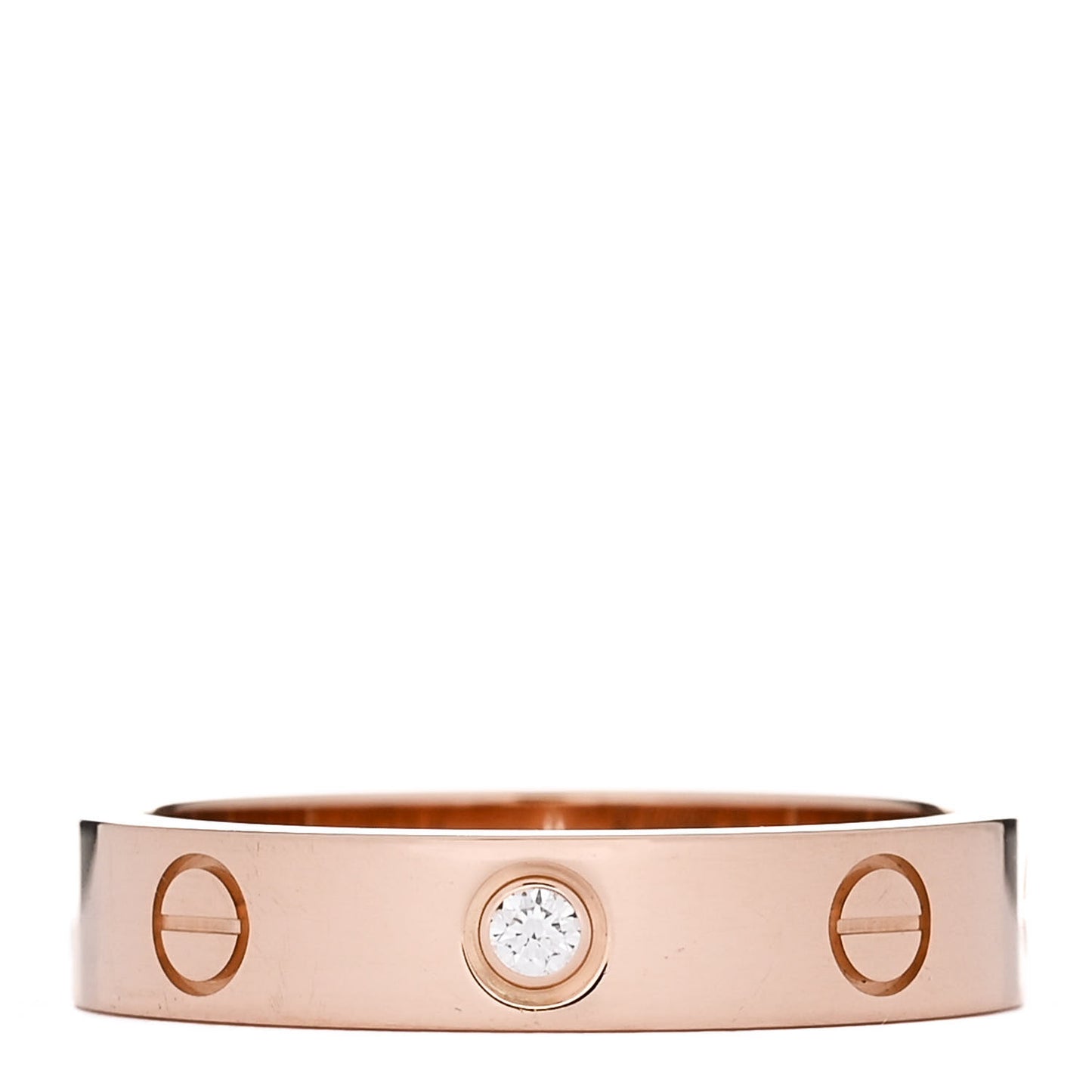18K Pink Gold Diamond 4mm LOVE Wedding Band Ring 53 6.5
