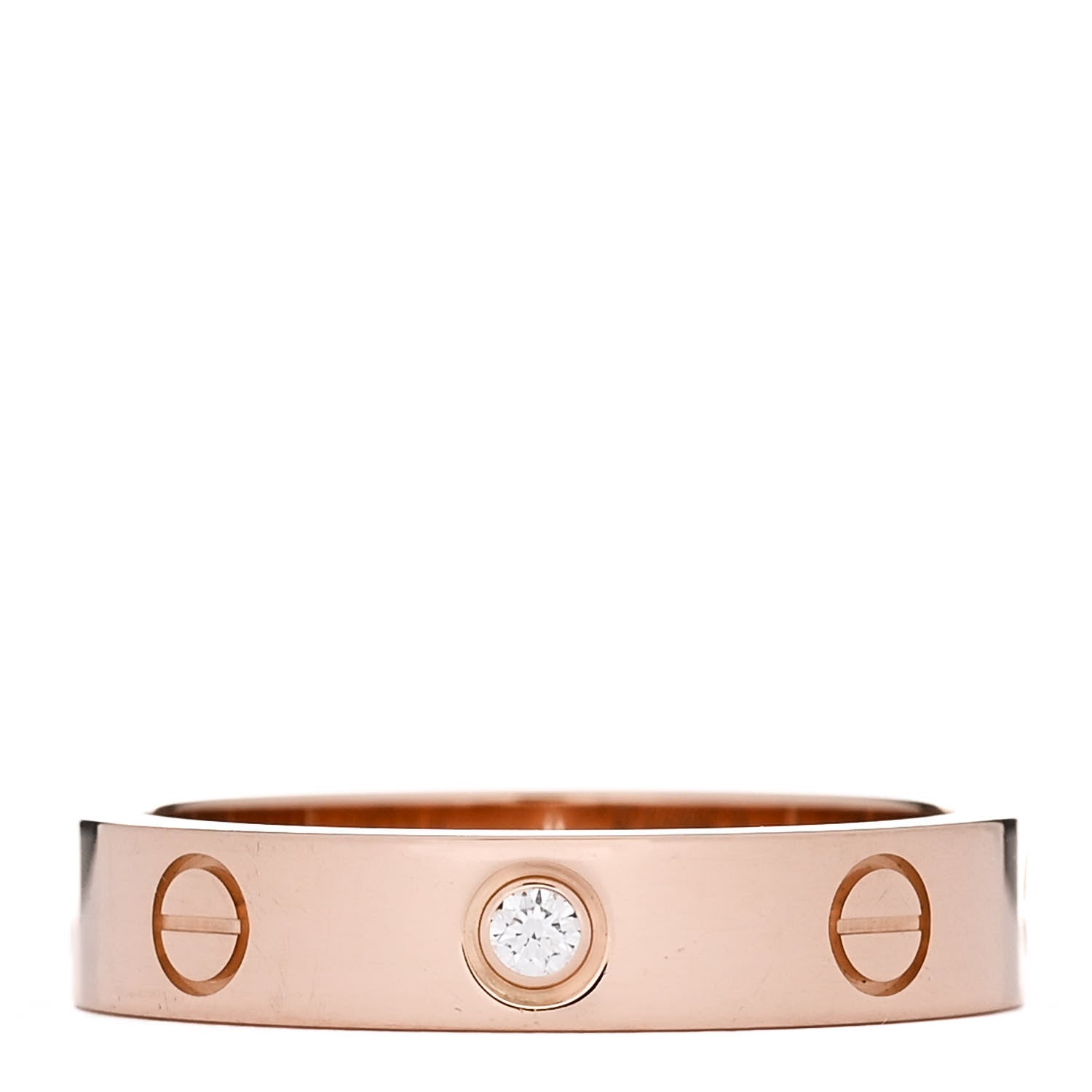 Cartier 18K Pink Gold Diamond 4mm LOVE Wedding Band Ring 53 6.5 1 of 5