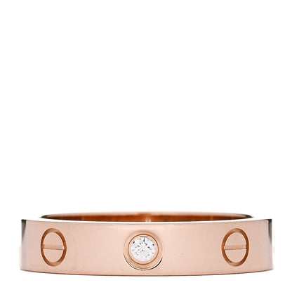 Cartier 18K Pink Gold Diamond 4mm LOVE Wedding Band Ring 53 6.5 1 of 5