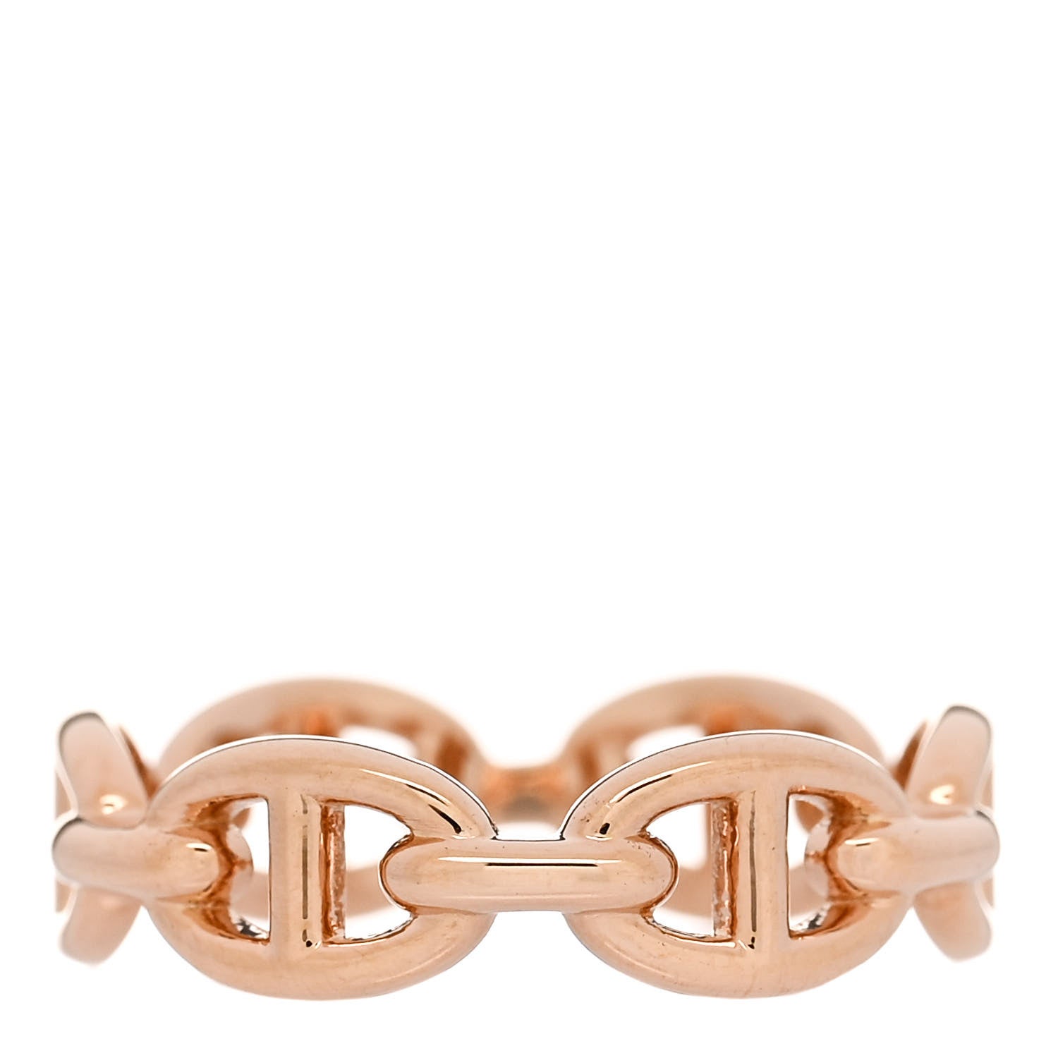 Hermes 18K Rose Gold PM Chaine d'Ancre Enchainee Ring 53 6.5 3 of 9
