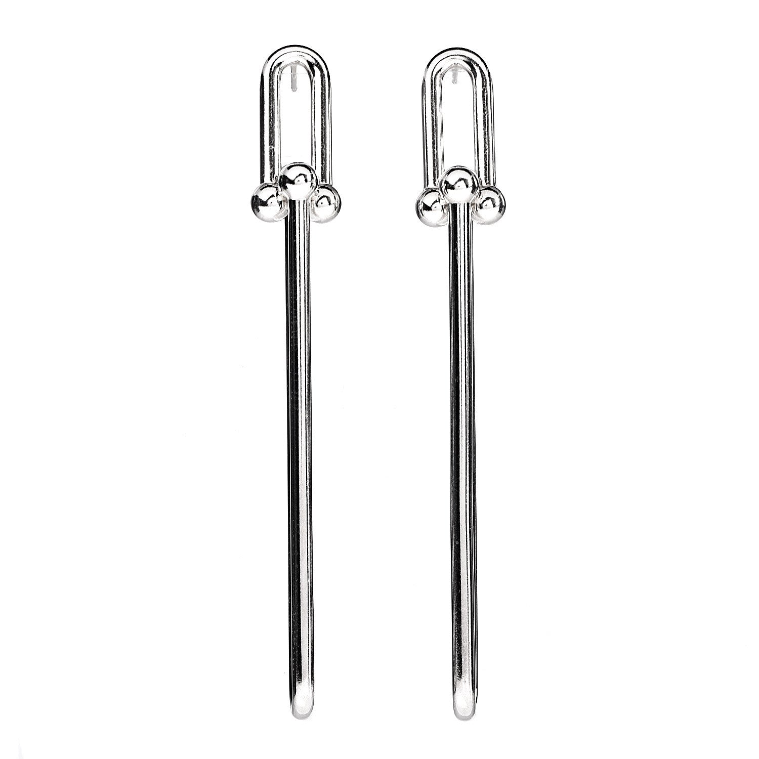 Tiffany Sterling Silver HardWear Double Long Link Earrings 1 of 3