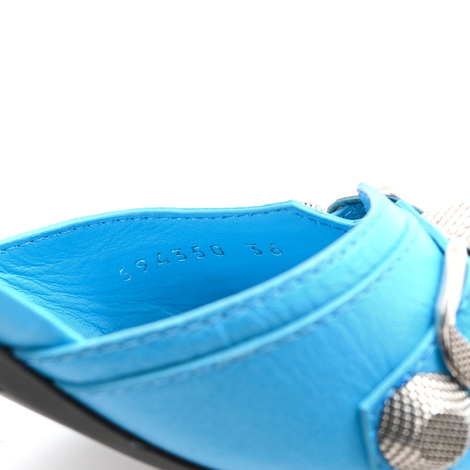 Balenciaga Agneau Arena Cagole 50mm Slide Sandals 36 Cyan 9 of 9