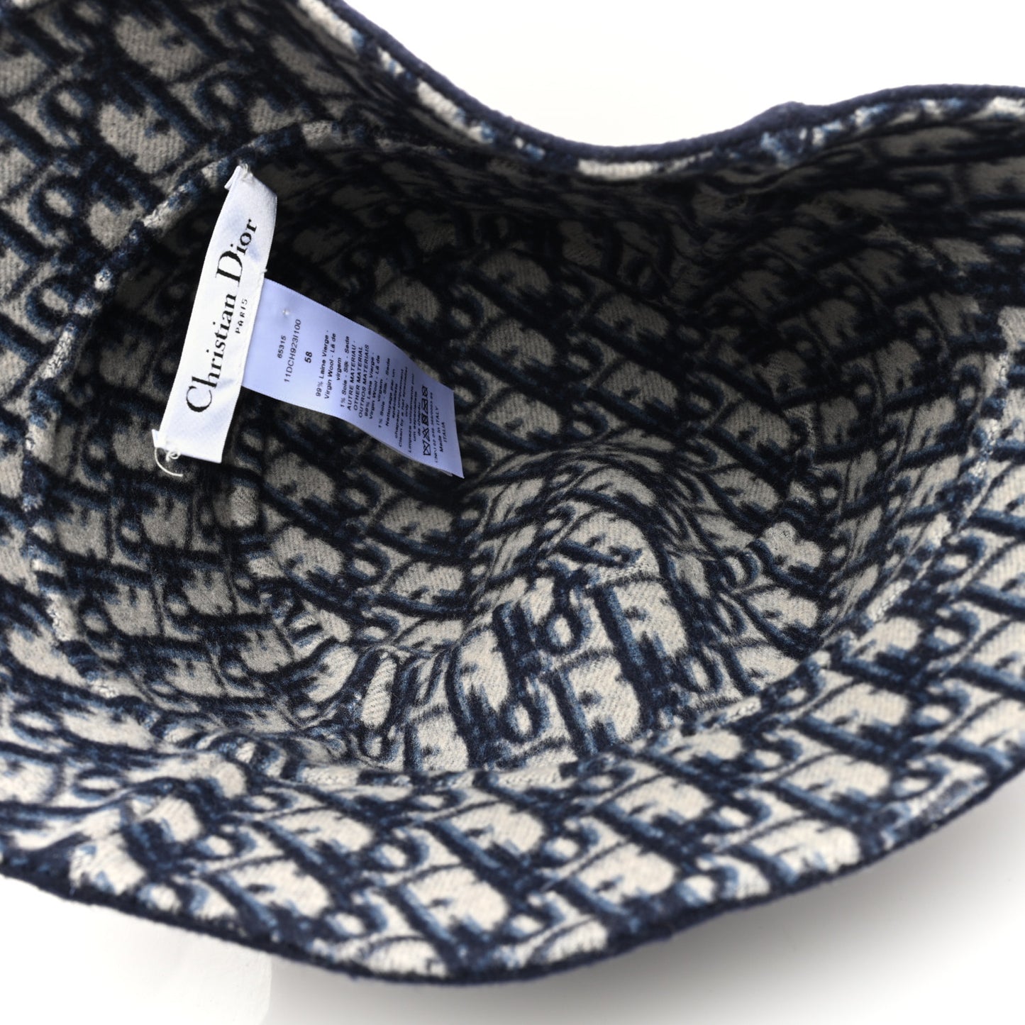 Wool Oblique Jacquard Bucket Hat Blue