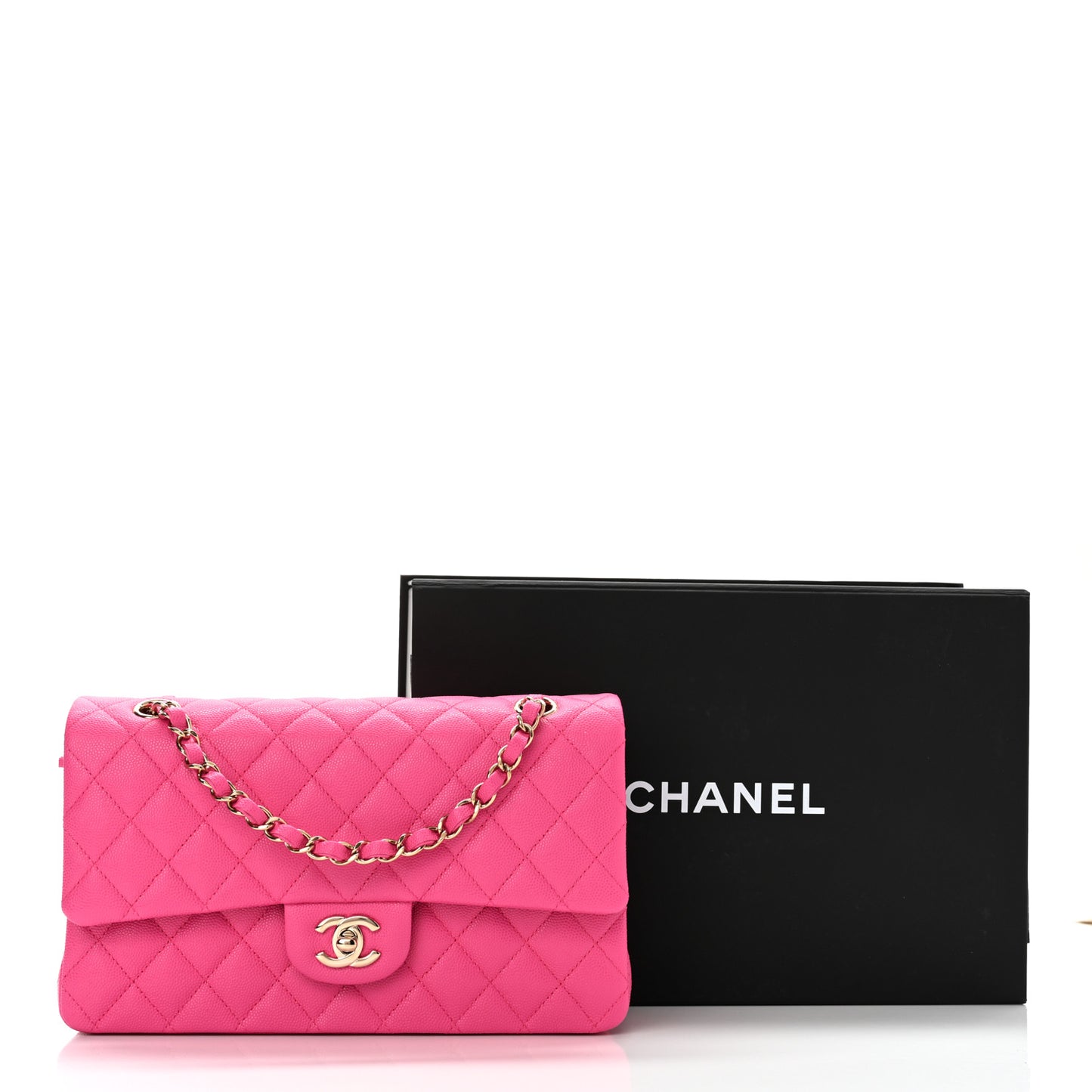 Caviar Quilted Medium Double Flap Rose