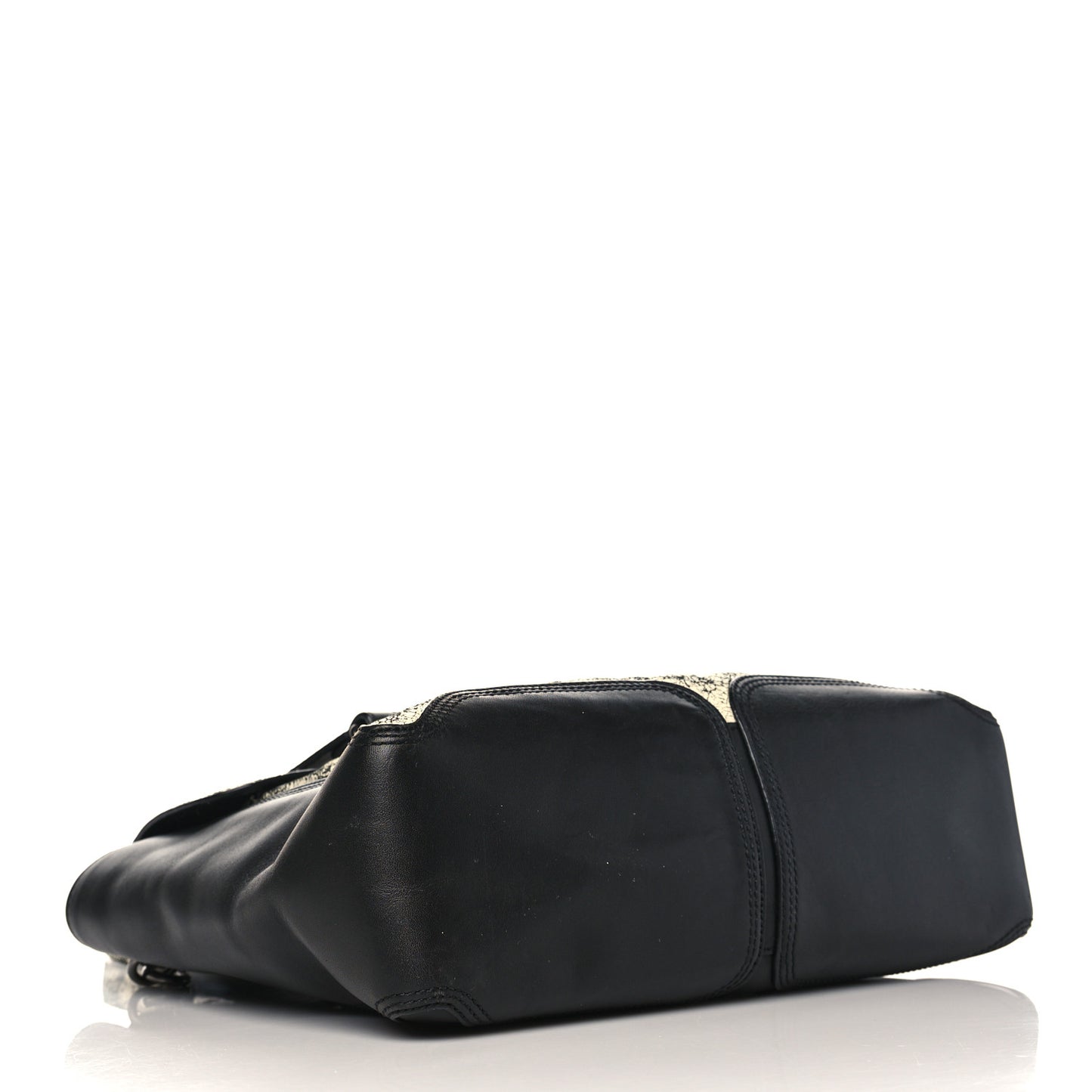 Cracked Lambskin Large Pashli Satchel Black White