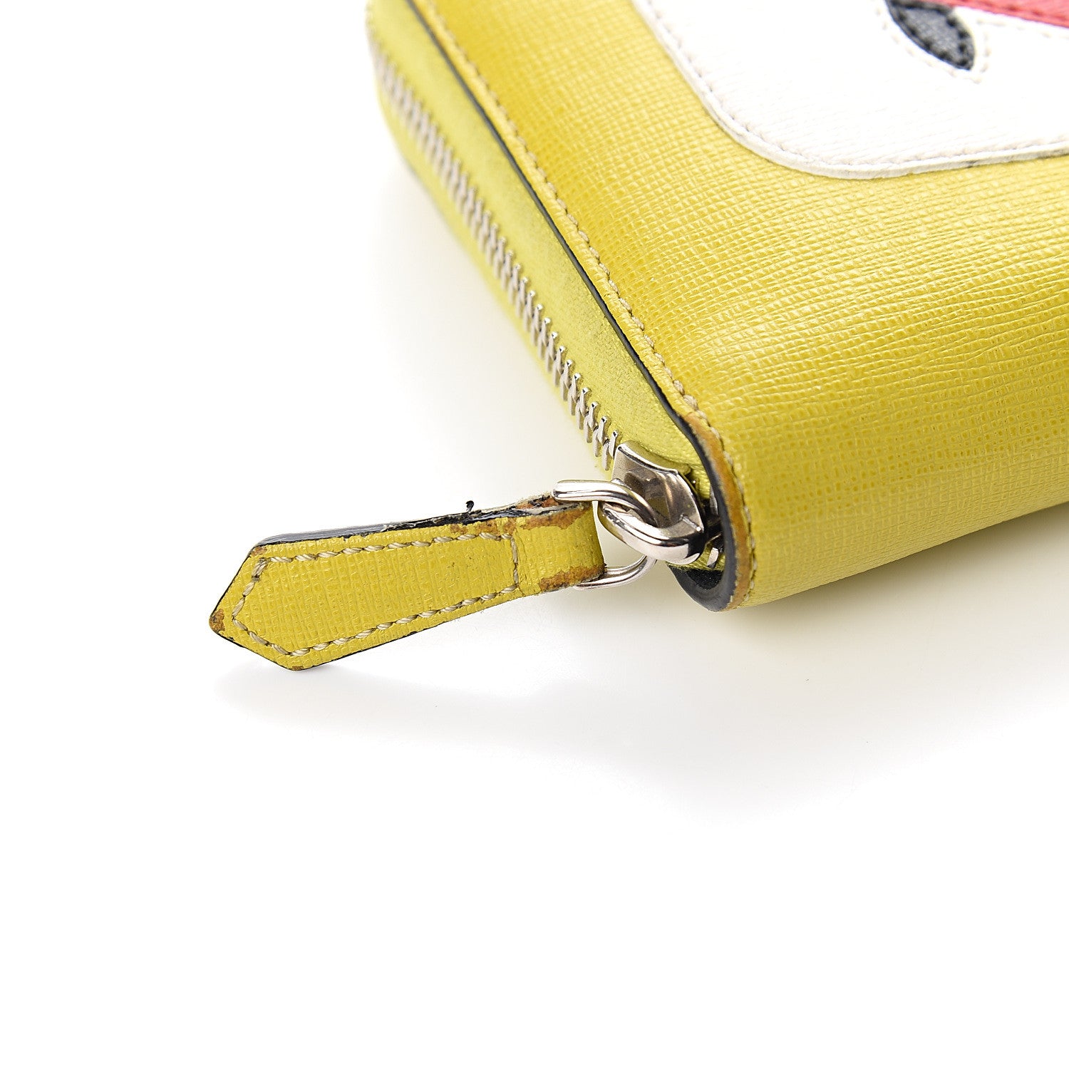 Fendi Vitello Elite Monster Eyes Inlay Bi-Color Zip Around Wallet Cedro Rosso Multicolor 6 of 8