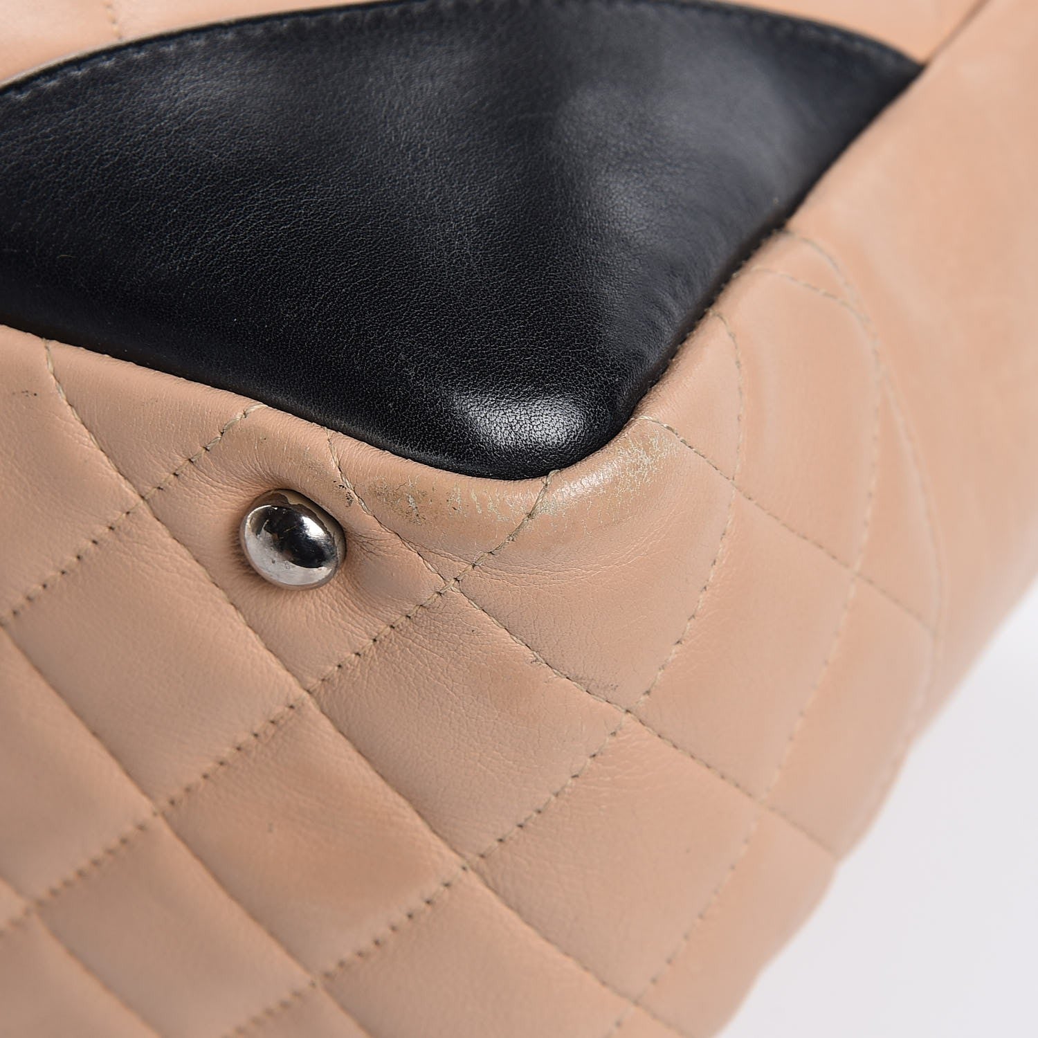 Chanel Calfskin Quilted Large Cambon Bowler Beige Black 9 of 15