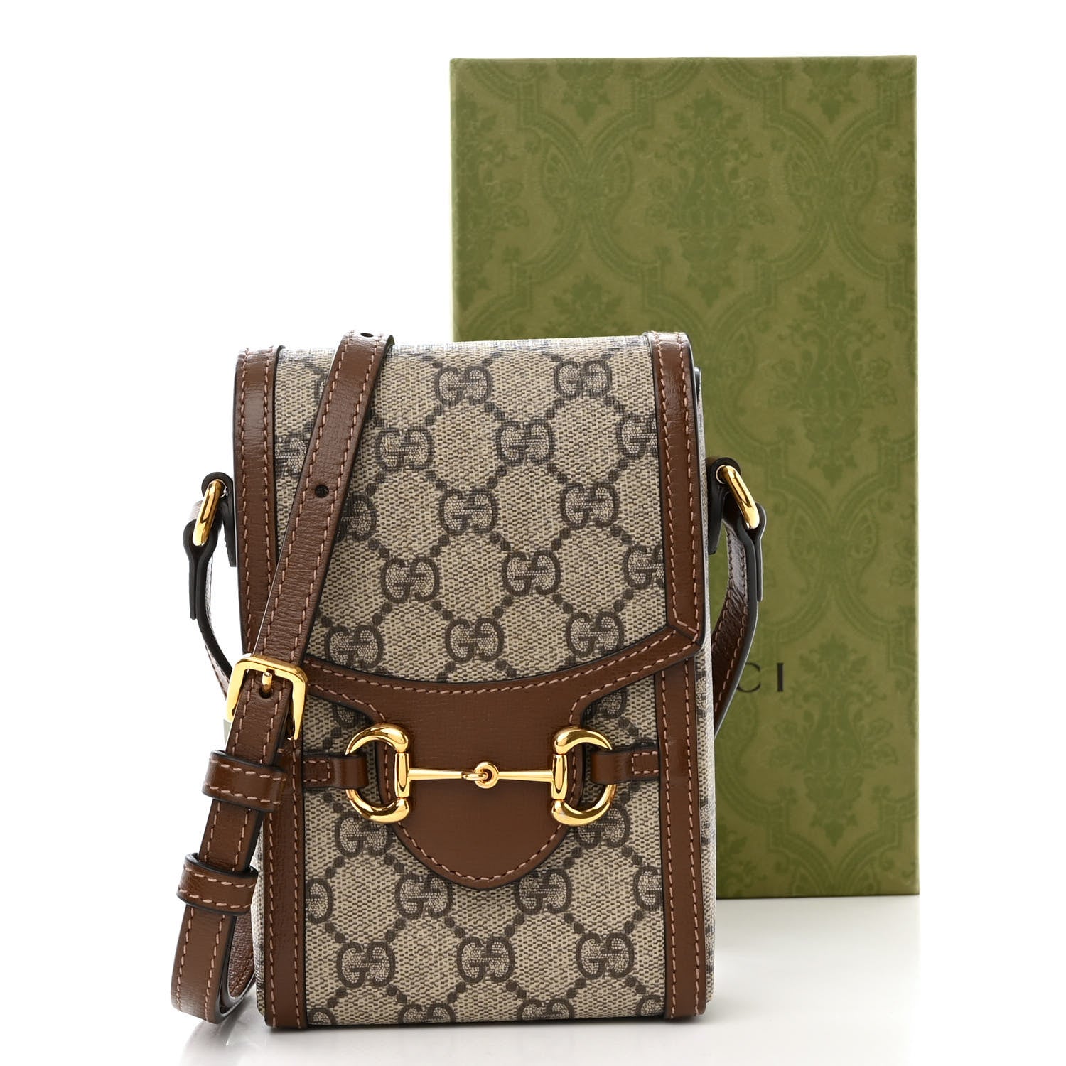 Gucci GG Supreme Monogram Mini Horsebit 1955 Crossbody Bag Beige Brown Sugar 14 of 14