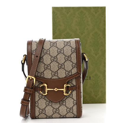 Gucci GG Supreme Monogram Mini Horsebit 1955 Crossbody Bag Beige Brown Sugar 14 of 14