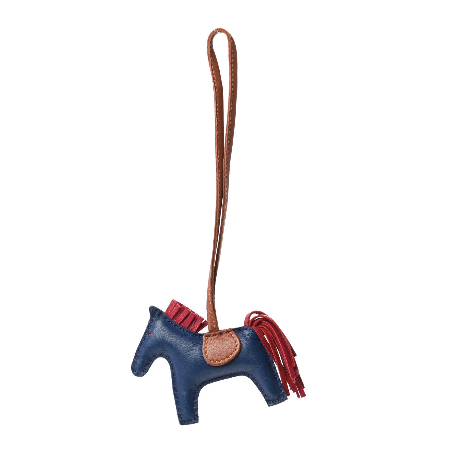Hermes Milo Lambskin Grigri Rodeo Horse Bag Charm PM Bleu de Malte Rubis Fauve 1 of 4