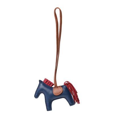 Hermes Milo Lambskin Grigri Rodeo Horse Bag Charm PM Bleu de Malte Rubis Fauve 1 of 4