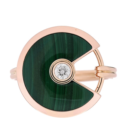 Cartier 18K Pink Gold Diamond Malachite Amulette de Cartier Ring 53 6.25 1 of 5