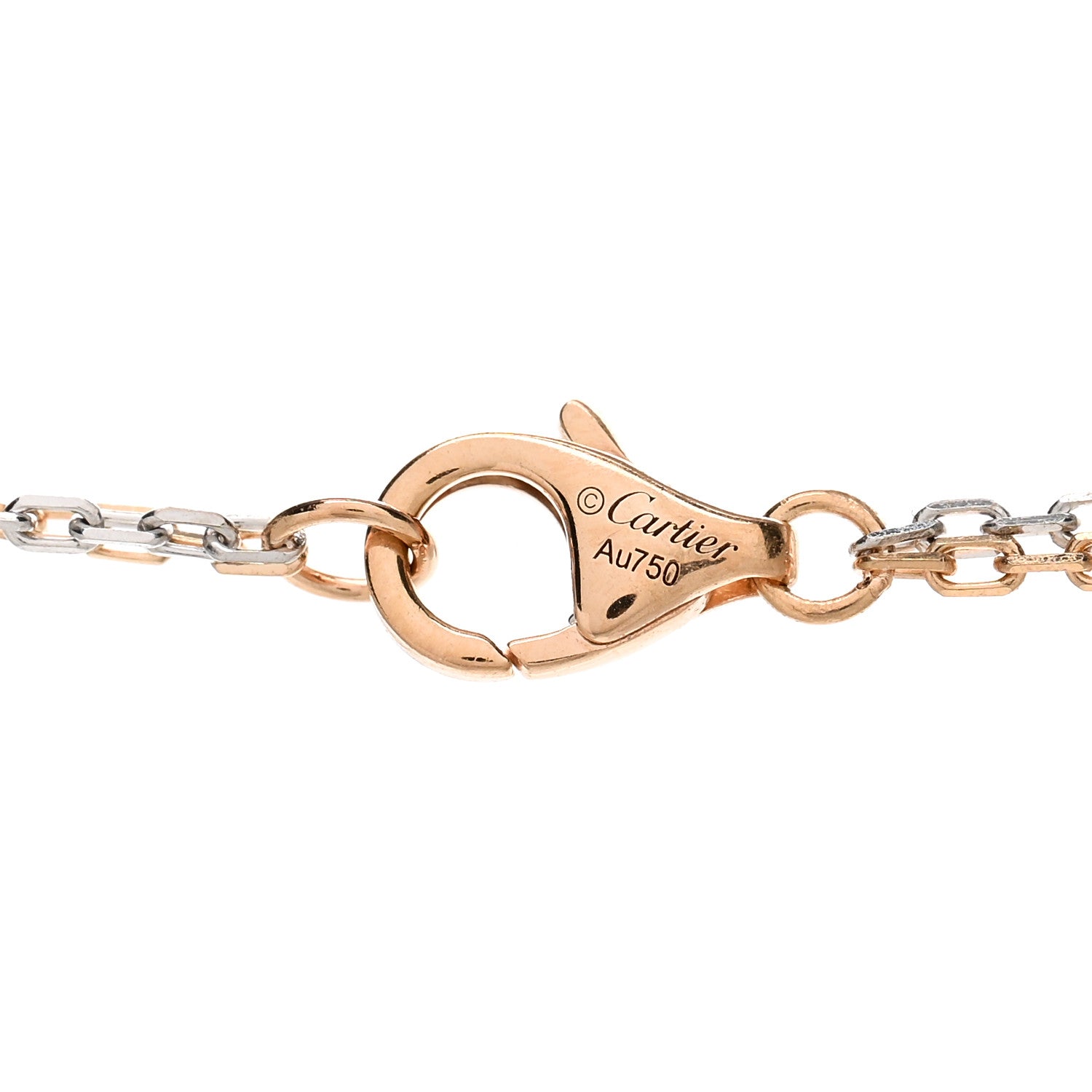 Cartier 18K White Pink Gold Diamond Three Ring LOVE Pendant Necklace 4 of 4