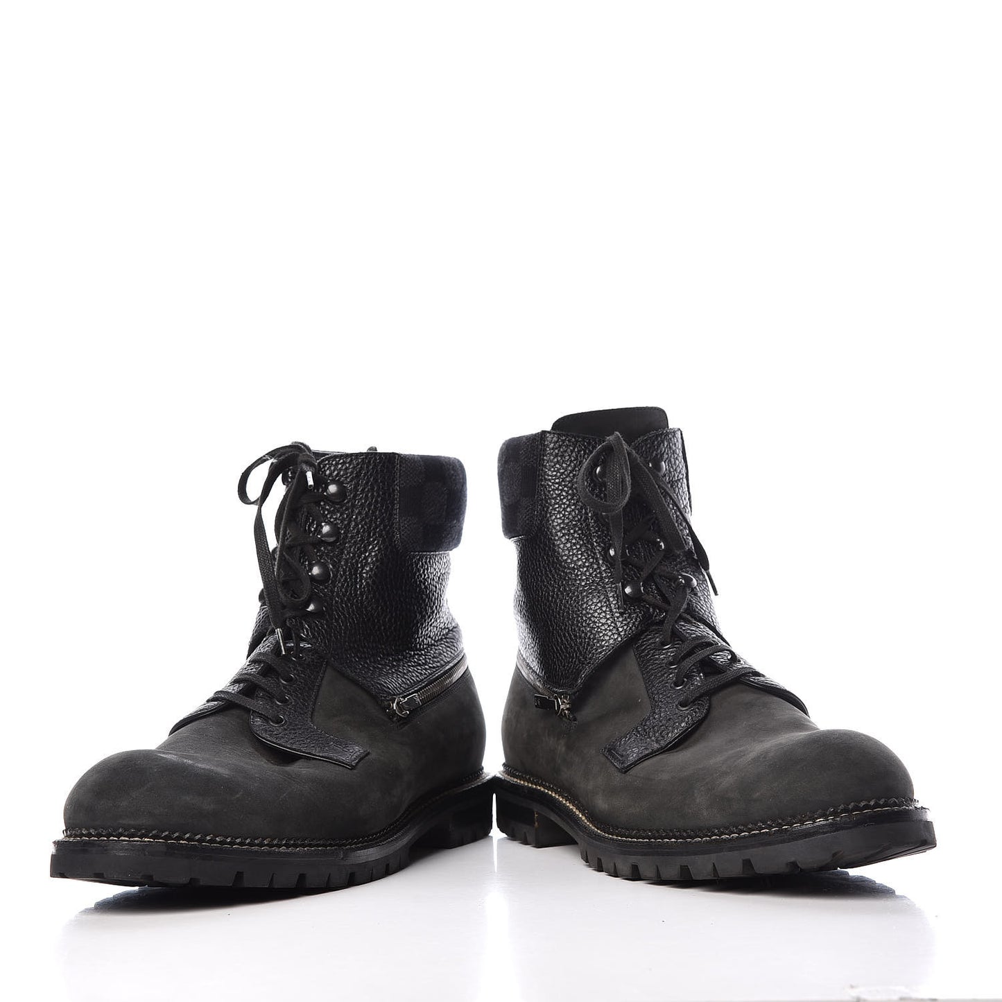 Damier Ebene Nubuck Mens Tibet Combat Ankle Boots 11 Black