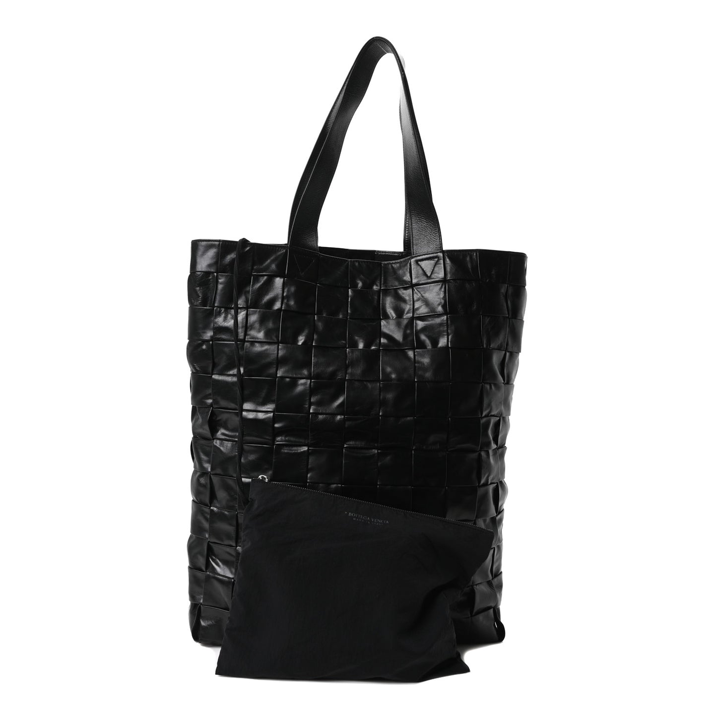 Paper Calfskin Maxi Intrecciato Cassette Tote Black