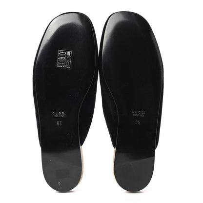 Gucci Velvet Crystal Snake Embroidered Womens Slippers 35 Black 5 of 7