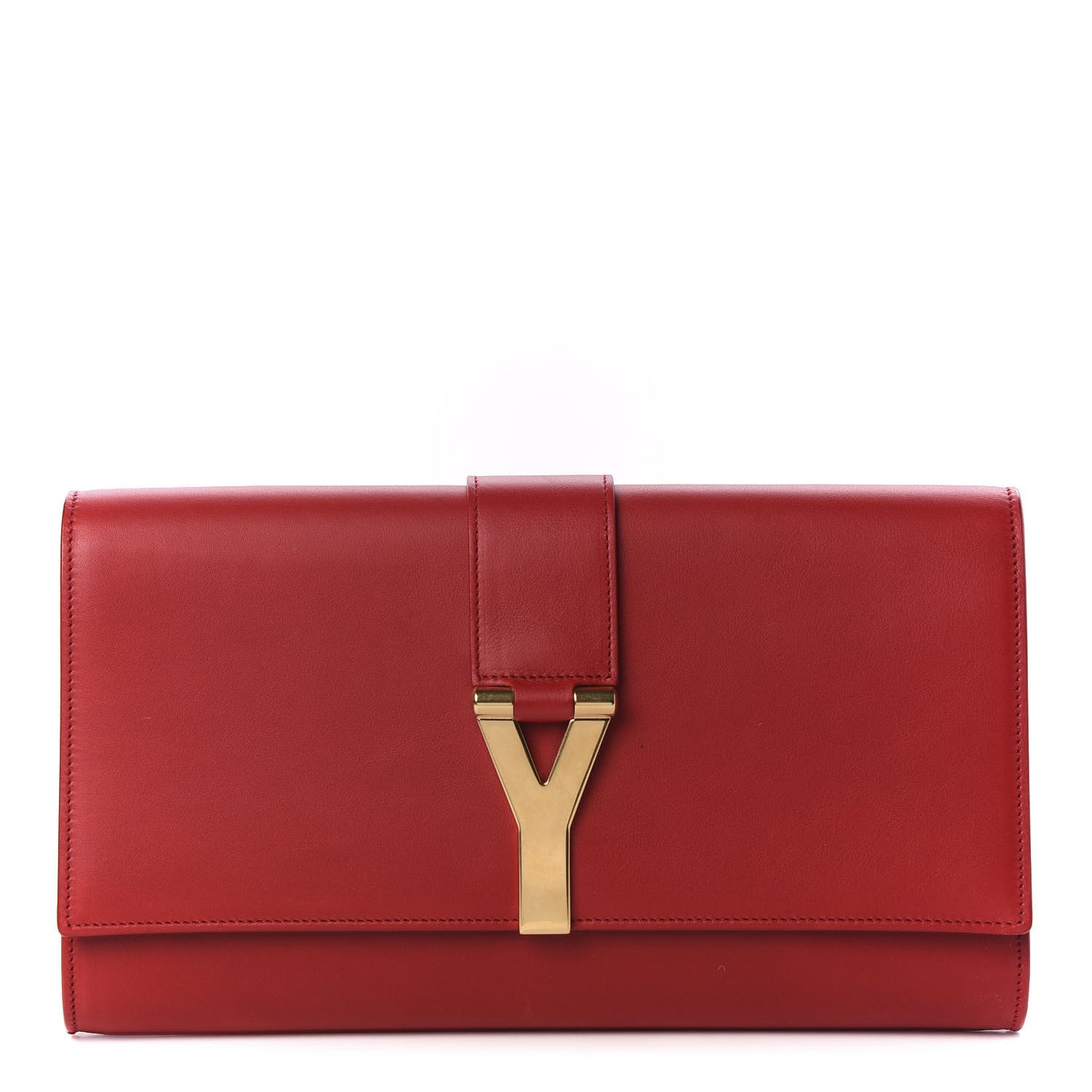 Calfskin Classic Y Ligne Clutch Red