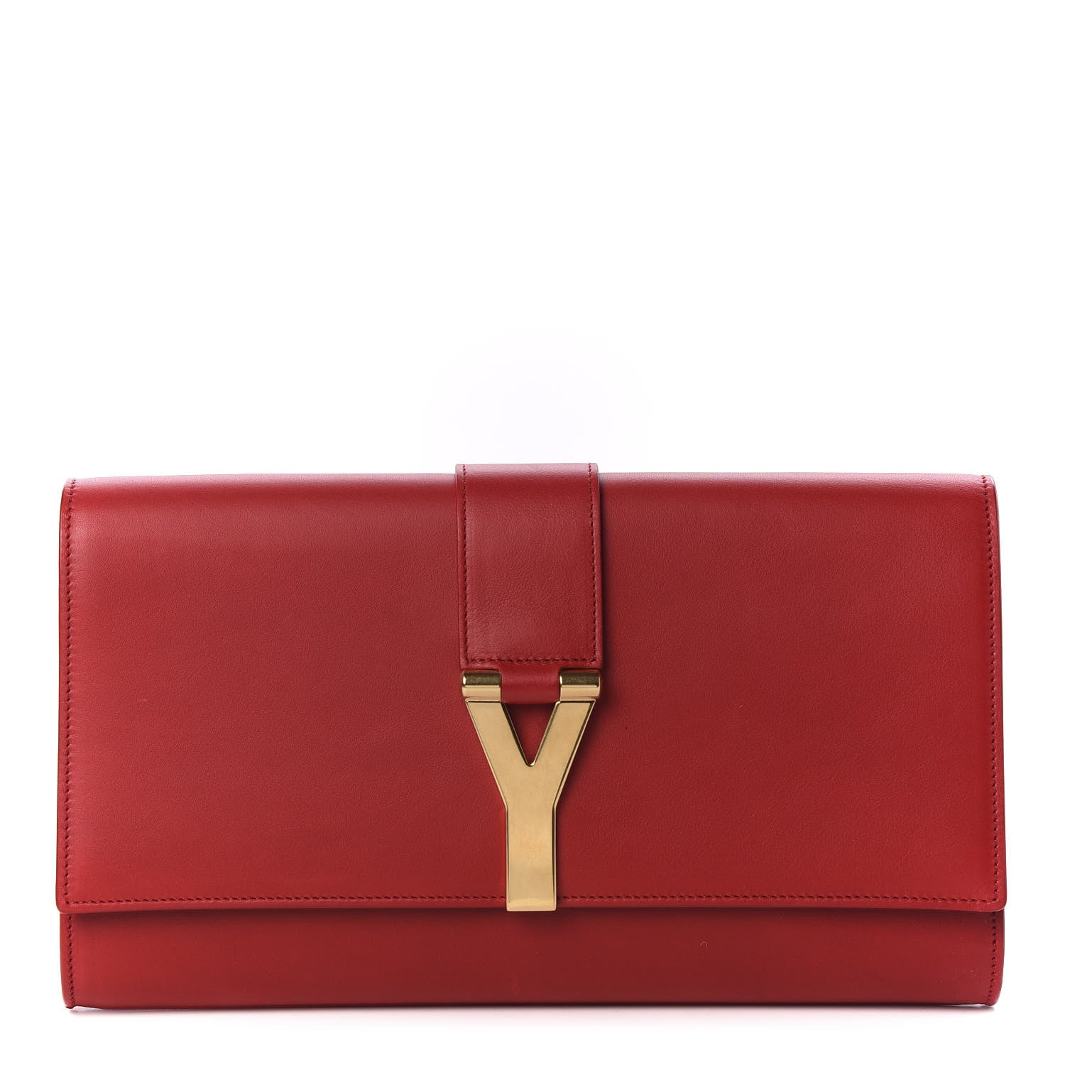 Saint Laurent Calfskin Classic Y Ligne Clutch Red 1 of 10