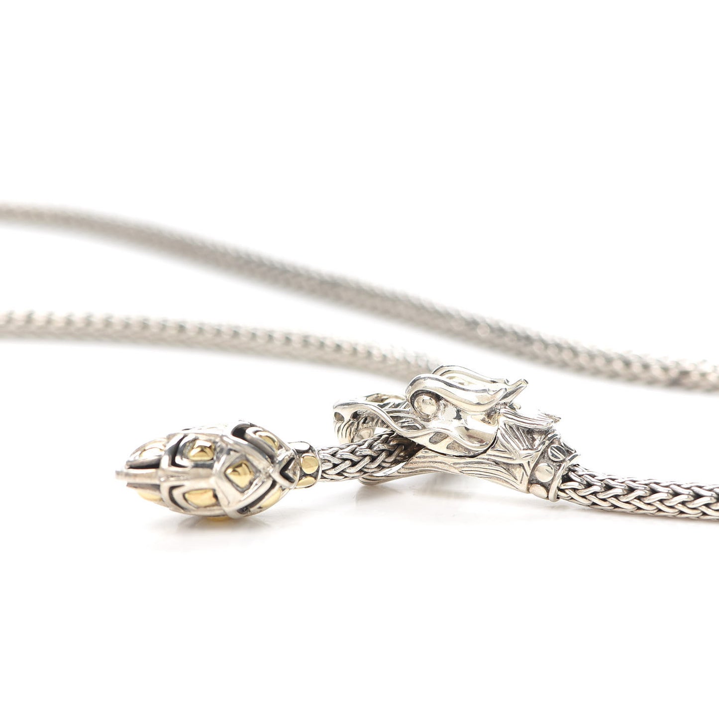 Sterling Silver 18K Yellow Gold Legends Naga Dragon Lariat Necklace