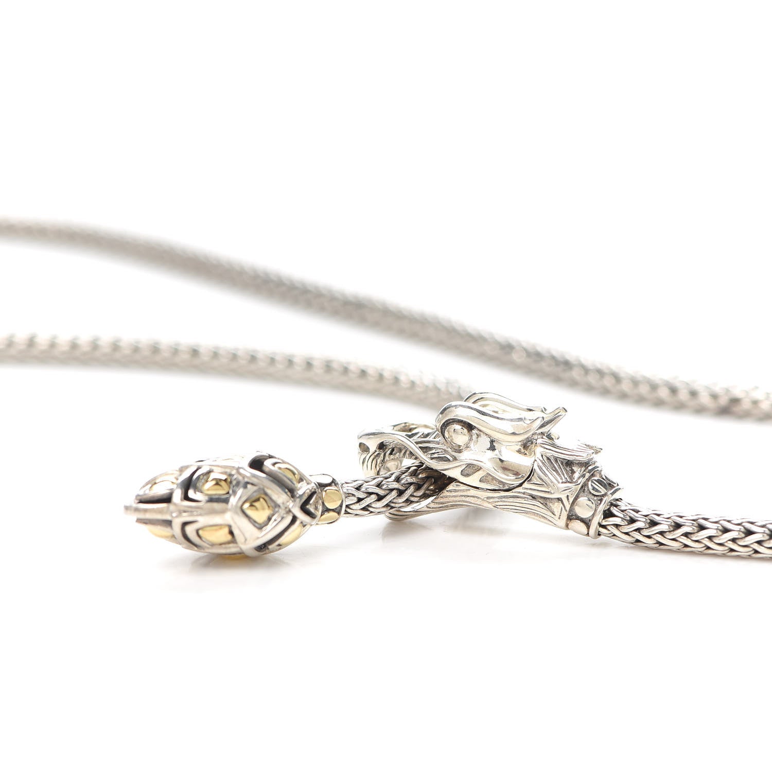 John Hardy Sterling Silver 18K Yellow Gold Legends Naga Dragon Lariat Necklace 5 of 6