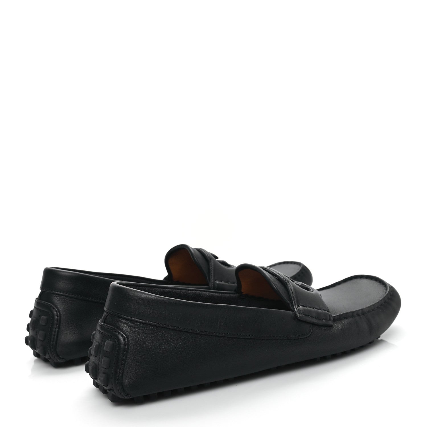 Gucci Soft Clove Calfskin Mens Interlocking G Driver Loafers 9.5 Black 4 of 9