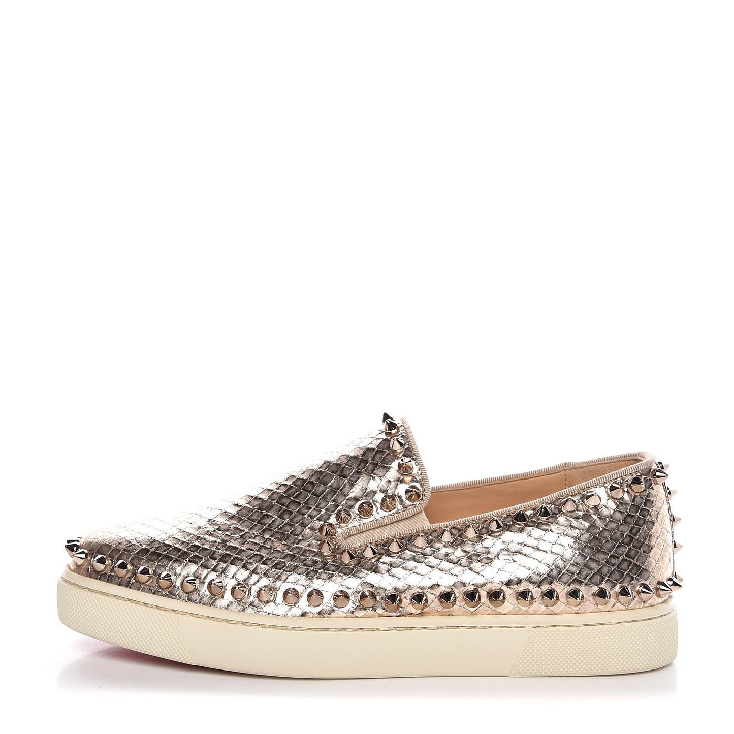 Metallic Snakeskin Embossed Pik Boat Flat 36 Colombe