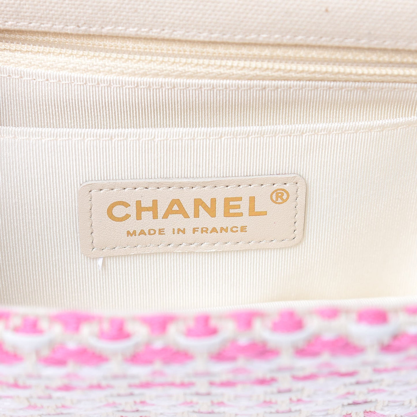 Lambskin Cotton Woven Mini Flap Pink White