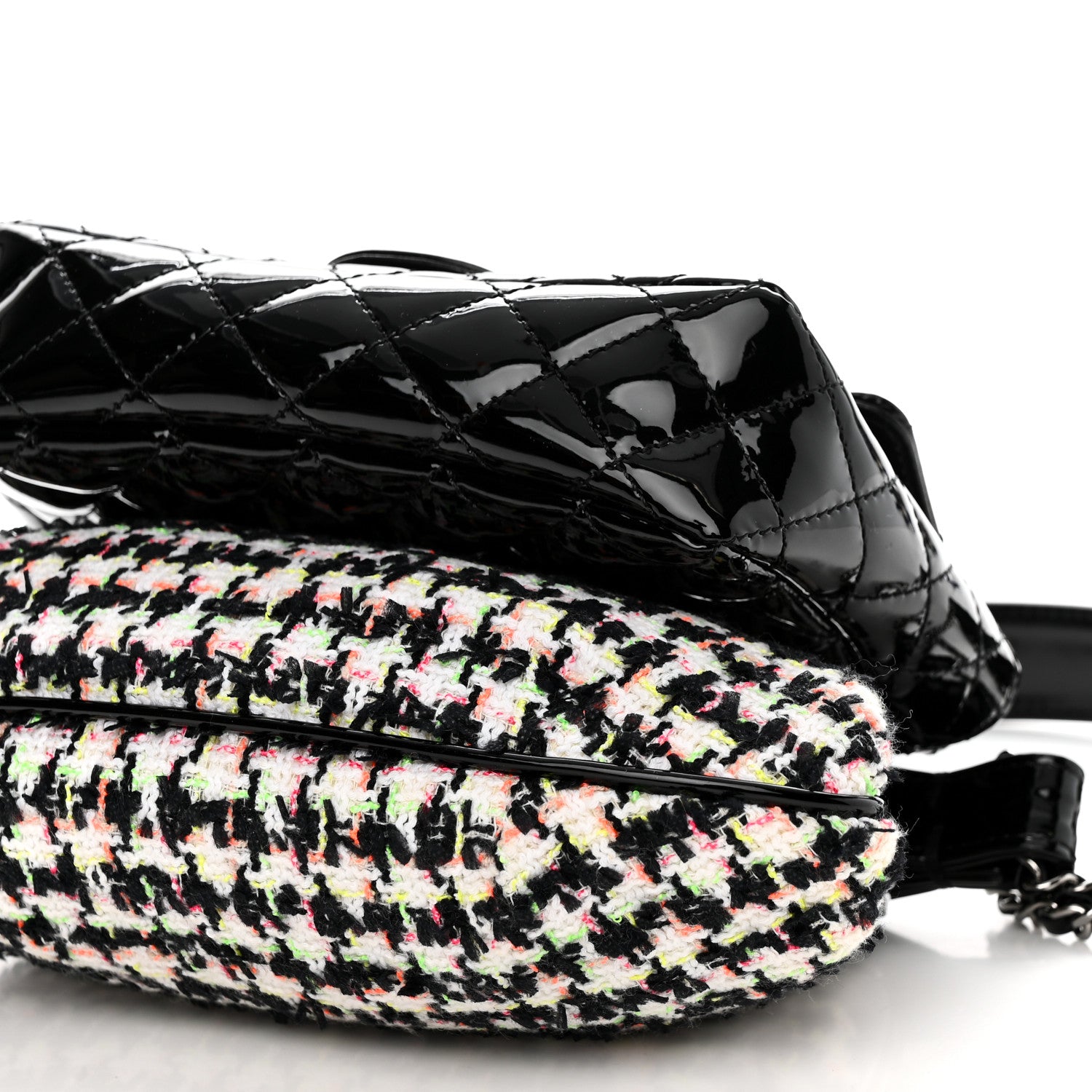 Chanel Patent Tweed Mini Kiss Lock Flap Double Bag Black Multicolor 11 of 12