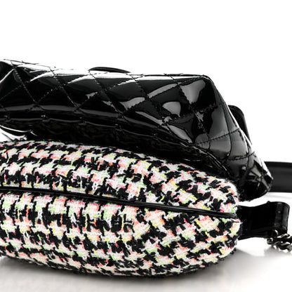 Chanel Patent Tweed Mini Kiss Lock Flap Double Bag Black Multicolor 11 of 12