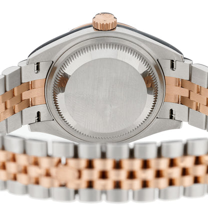 Rolex Stainless Steel 18K Everose Gold Diamond 28mm Oyster Perpetual Datejust Watch Green 279171 4 of 5