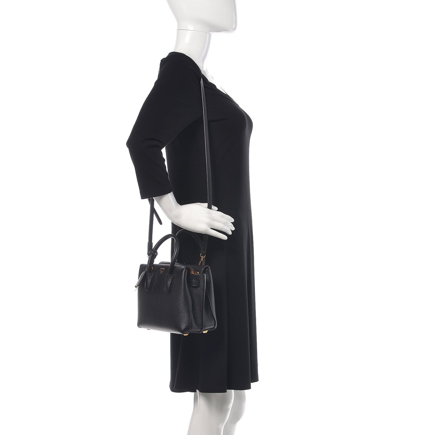 Grained Calfskin Mini Milla Tote Phantom Black