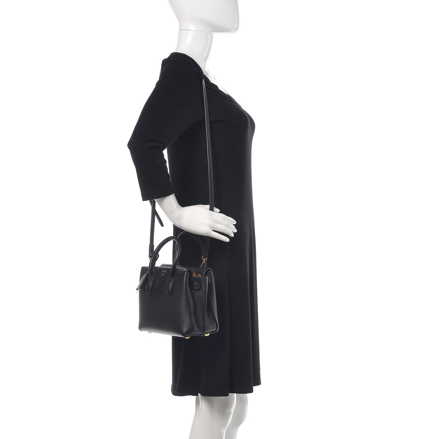 MCM Grained Calfskin Mini Milla Tote Phantom Black 2 of 8