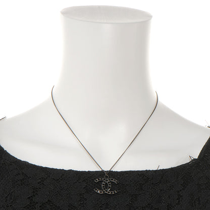Chanel Crystal Studded CC Necklace Dark Silver Black 2 of 4