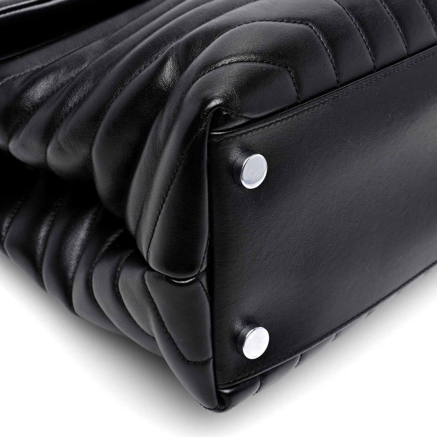 Calfskin Y Quilted Monogram Large Loulou Chain Satchel Black