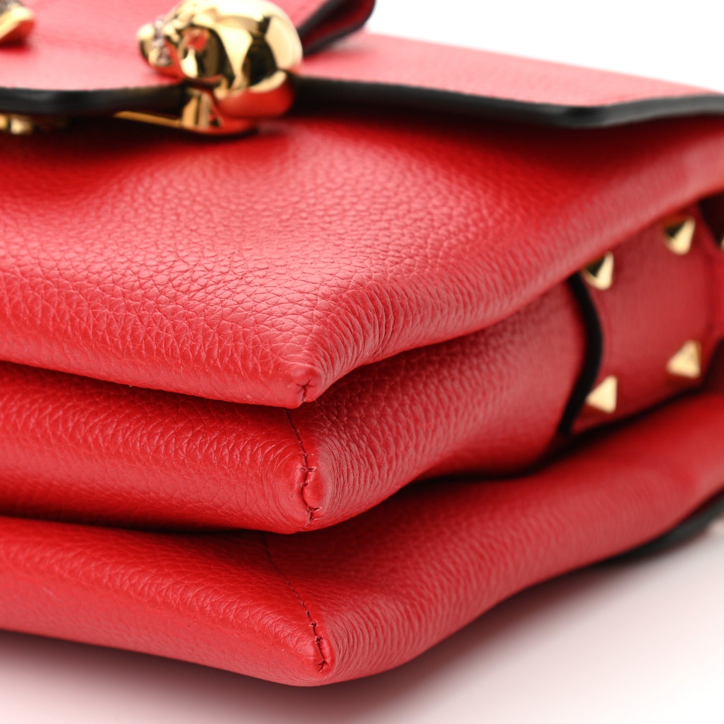 Calfskin Small Twin Skull Chain Crossbody Red