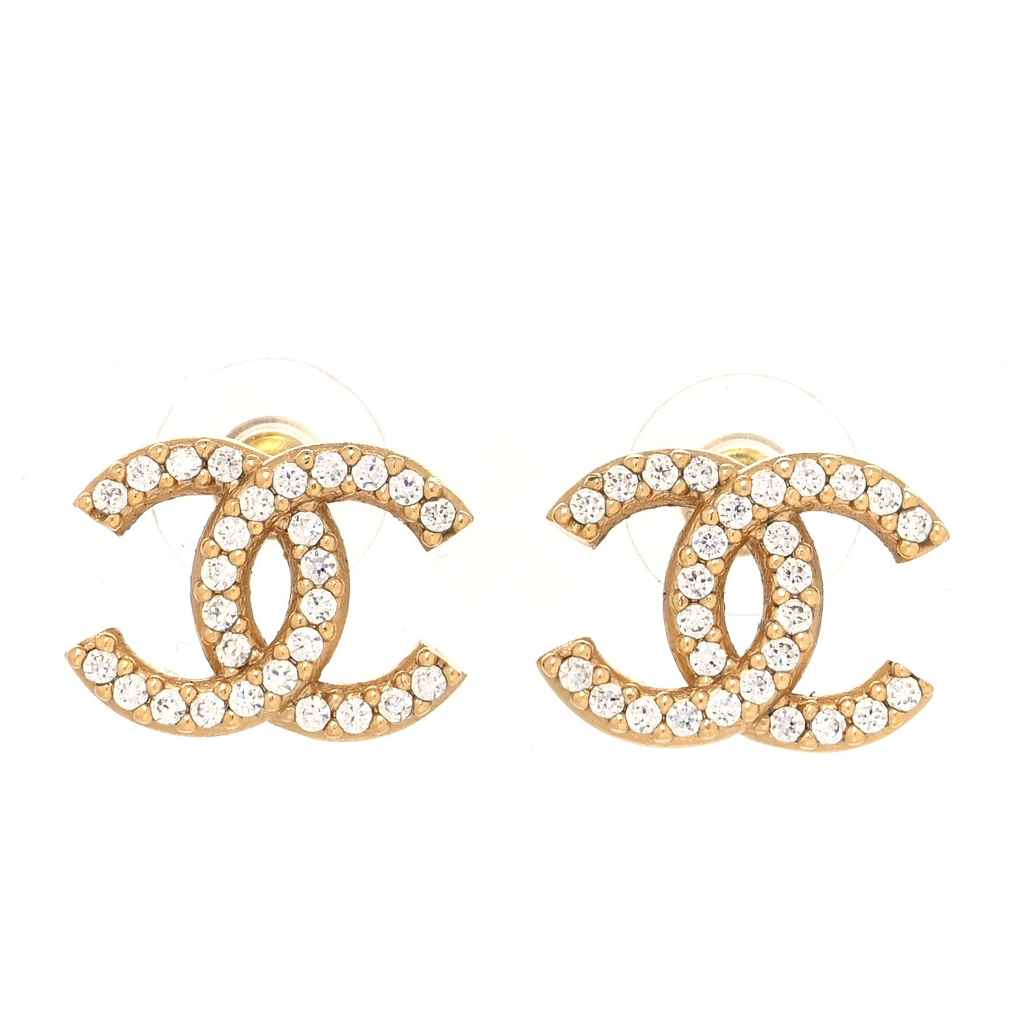 Crystal CC Earrings Light Gold