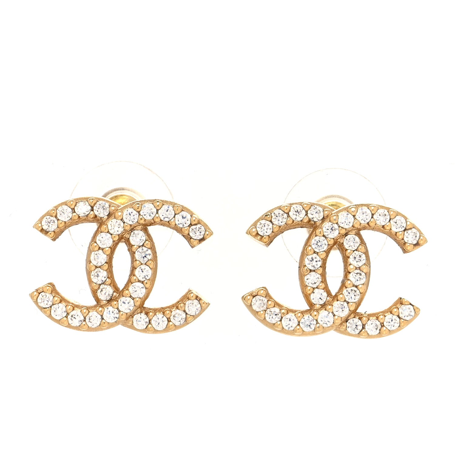 Chanel Crystal CC Earrings Light Gold 1 of 4