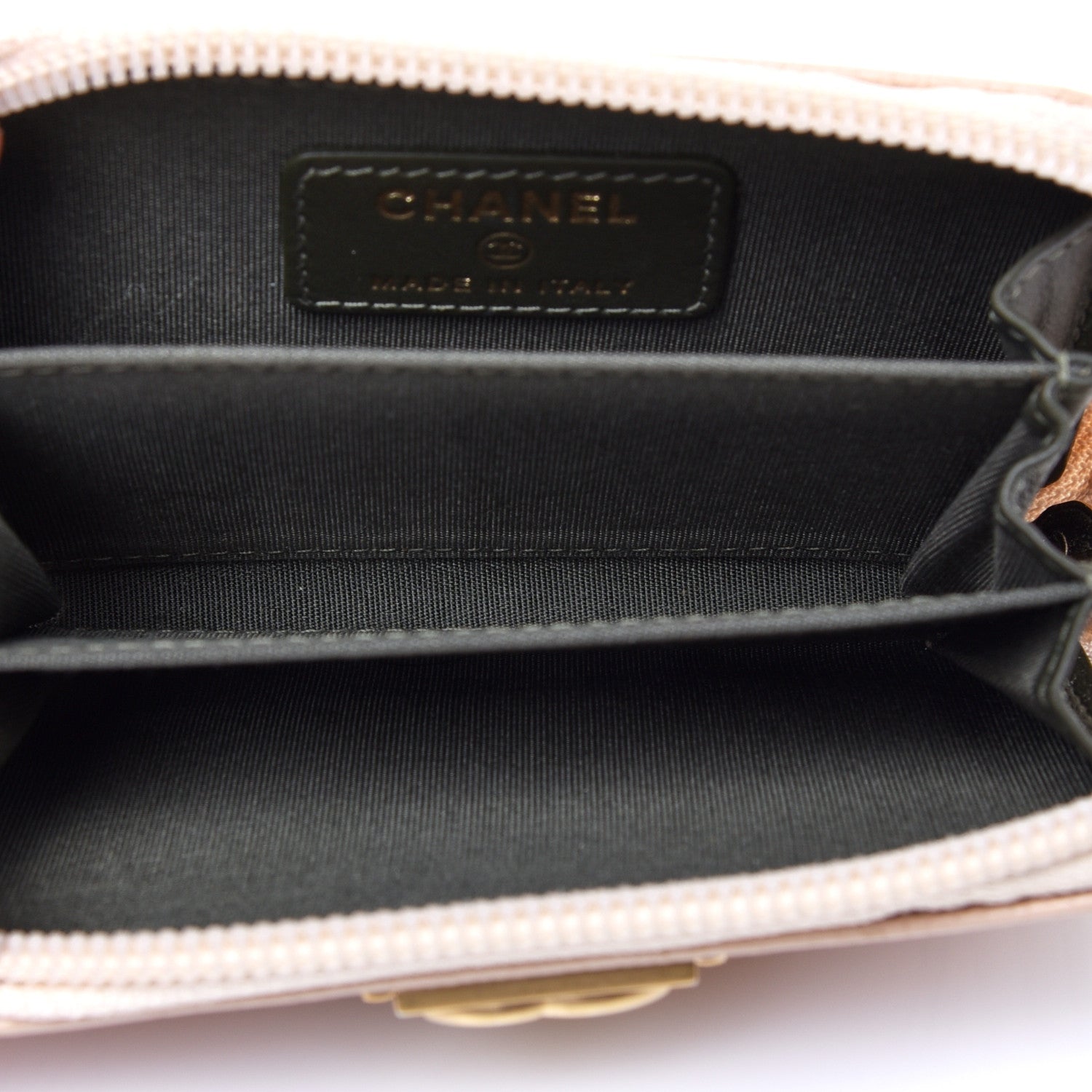 Chanel Caviar Quilted Boy Zip Around Coin Purse Wallet Beige Clair 5 of 9