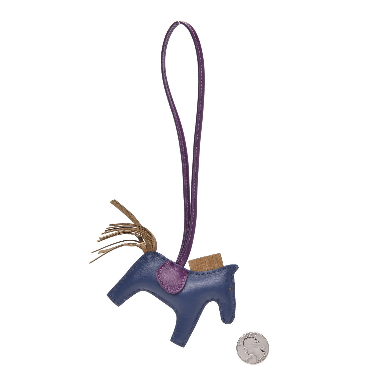 Hermes Milo Lambskin Grigri Rodeo Horse Bag Charm PM Bleu de Malte Kraft Violet 2 of 4