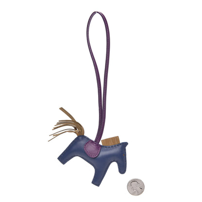 Hermes Milo Lambskin Grigri Rodeo Horse Bag Charm PM Bleu de Malte Kraft Violet 2 of 4
