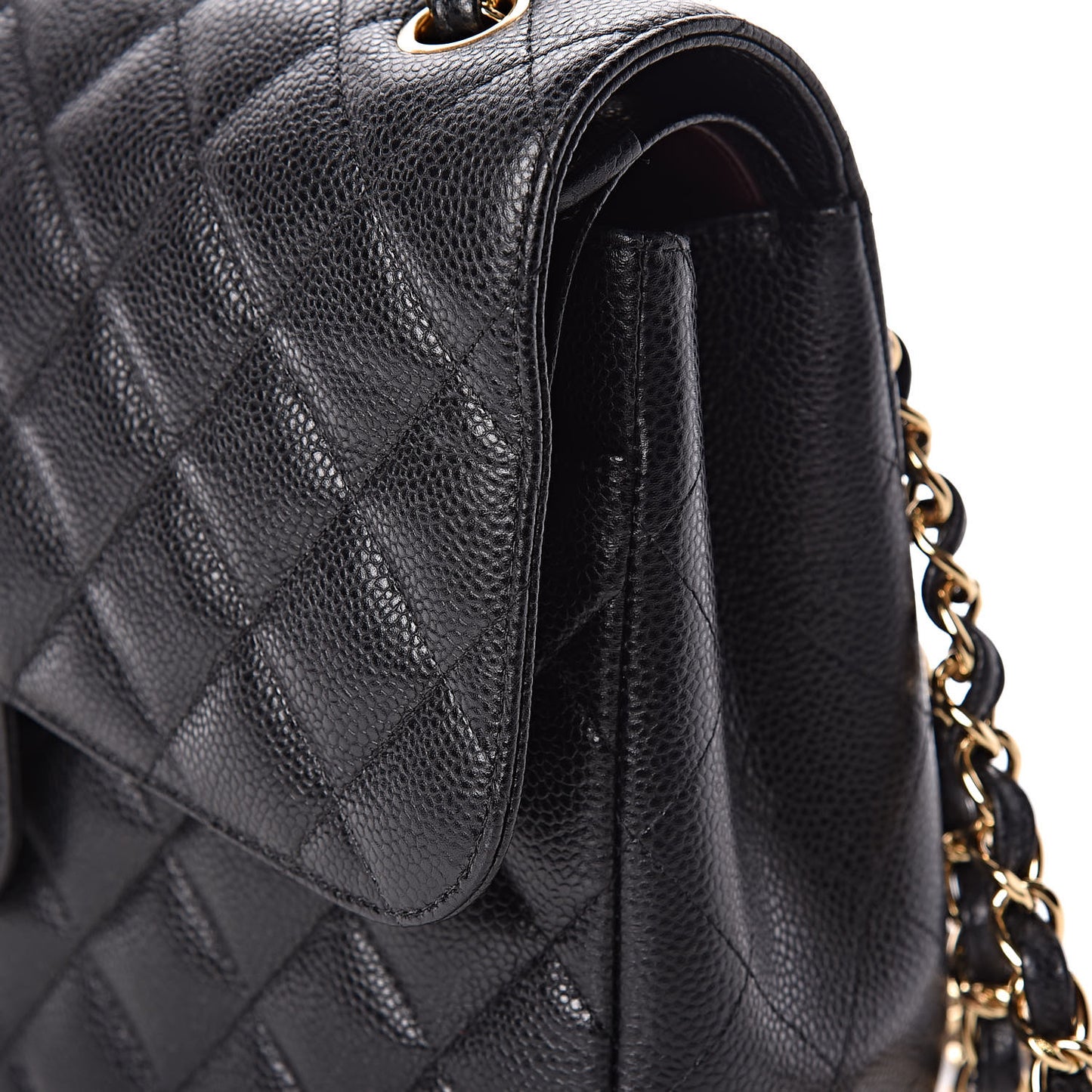 Caviar Quilted Jumbo Double Flap Black