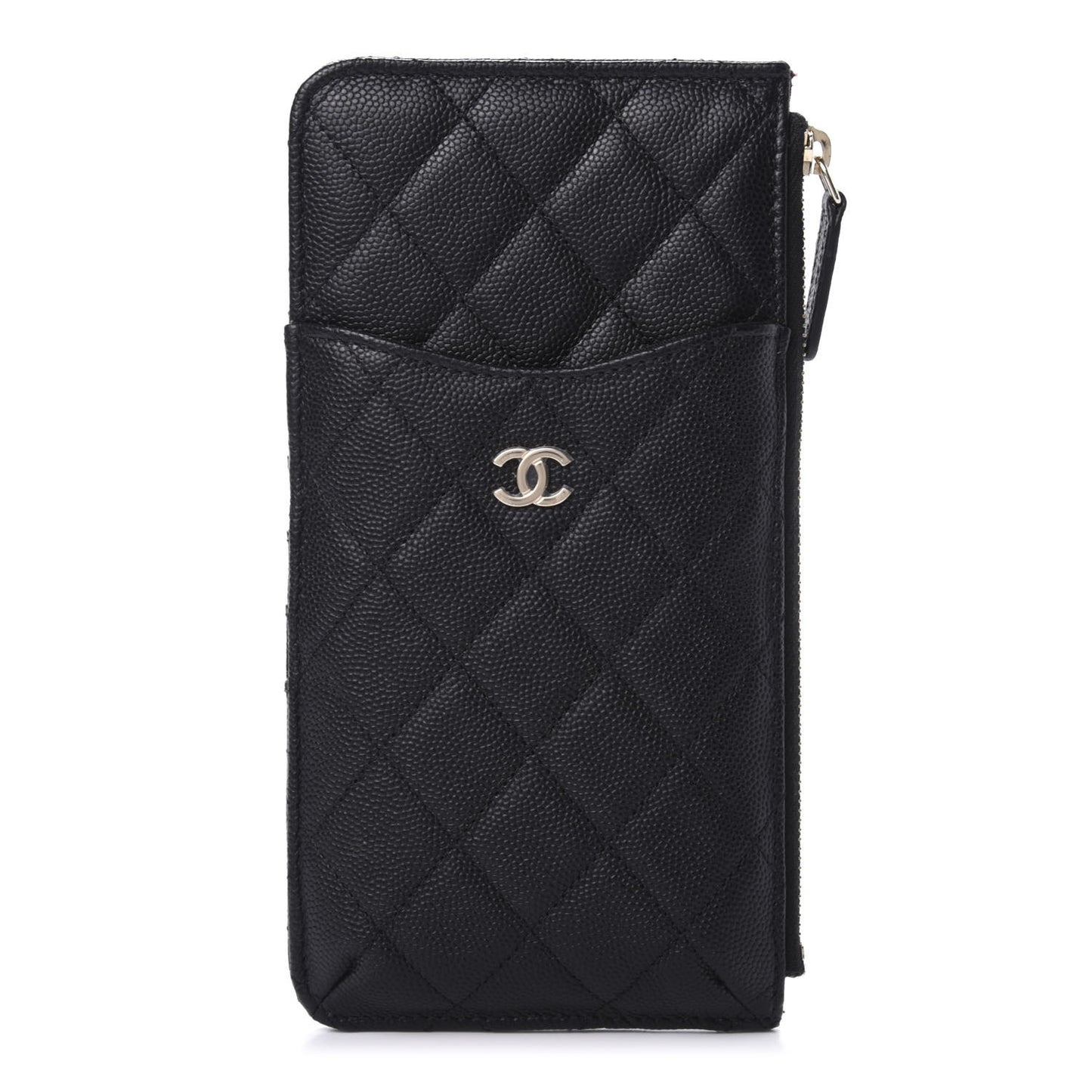 Caviar Quilted Classic Flat Wallet Pouch Black