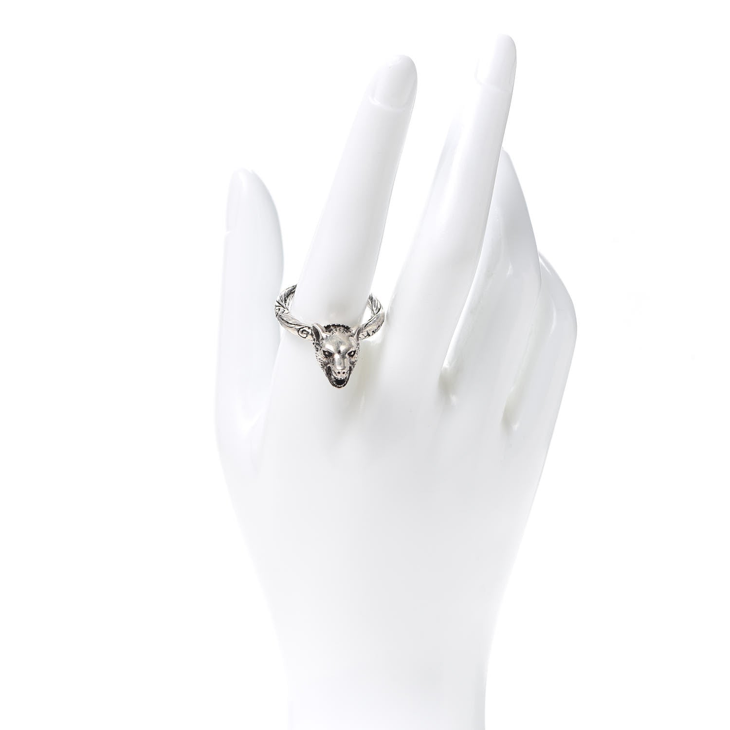 Gucci Sterling Silver Anger Forest Wolf Head Ring 59 8.75 2 of 6