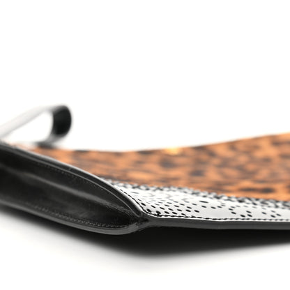 Versace Faux Fur Leopard Print Portfolio Case Black 7 of 8