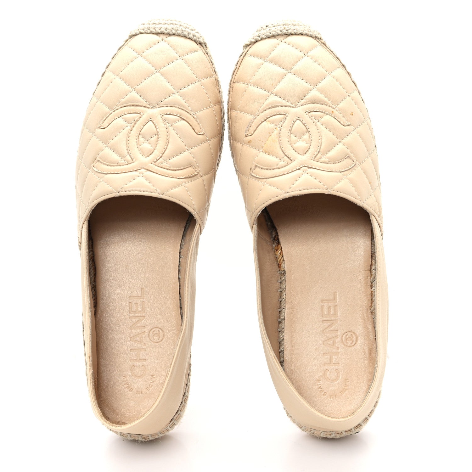 Chanel Lambskin Quilted CC Espadrilles 39 Beige 2 of 12