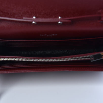 Saint Laurent Grain De Poudre Matelasse Chevron Monogram Chain Wallet Palissandre 5 of 11