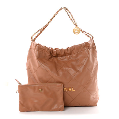 Chanel Shiny Calfskin Quilted Chanel 22 Camel 2 of 10