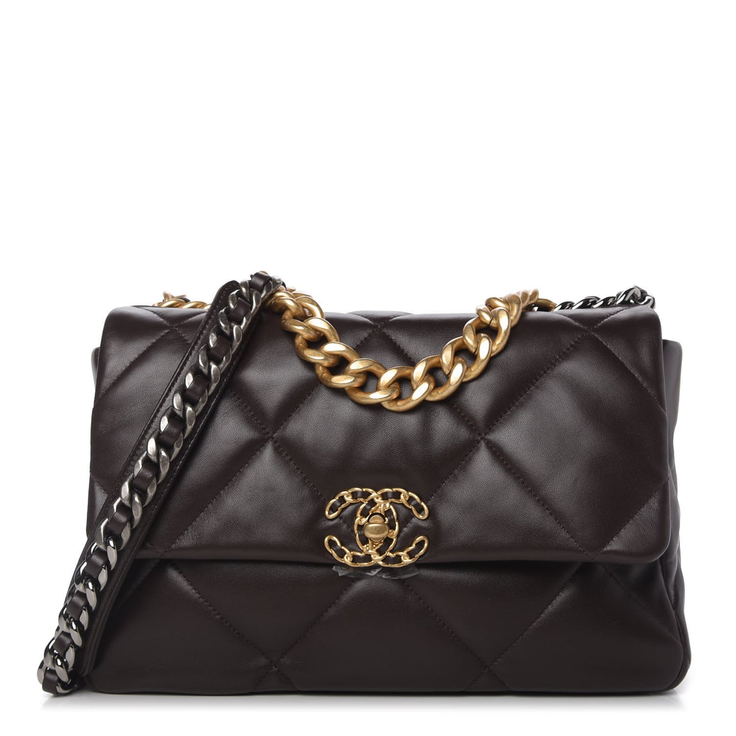 Lambskin Quilted Large Chanel 19 Flap Dark Brown